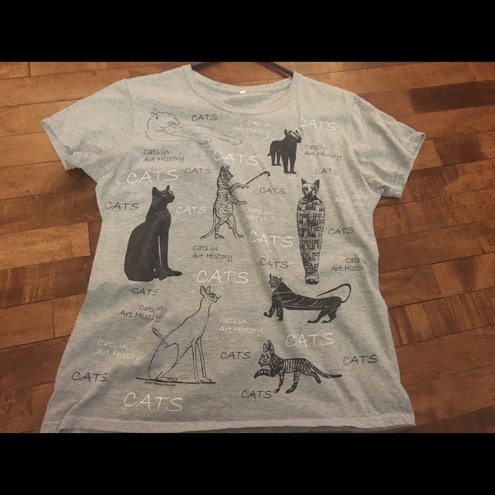🐱 Juniors Girls Gray Cat Lover T-shirt Size L 🐱